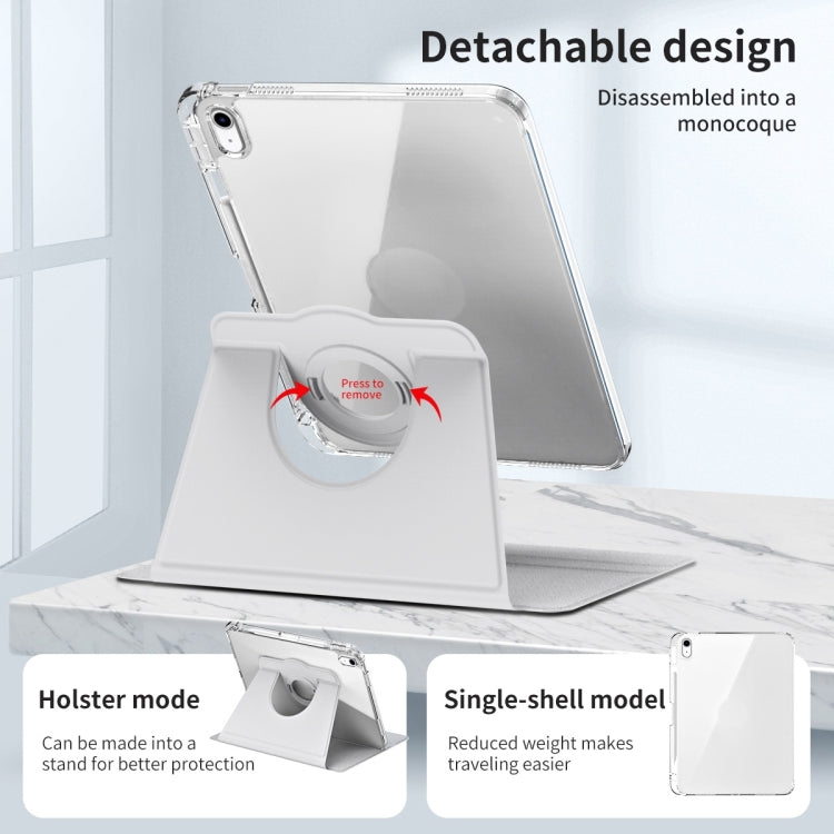 For iPad Air 11 2025 / 2024 360 Rotation Detachable Clear Acrylic Leather Tablet Case(Grey)