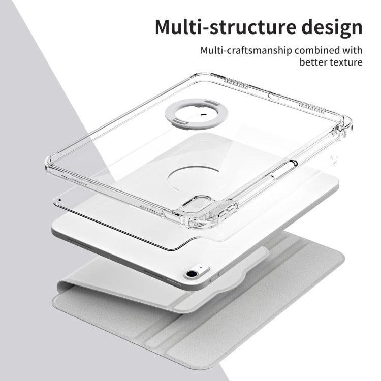 For iPad Air 11 2025 / 2024 360 Rotation Detachable Clear Acrylic Leather Tablet Case(Grey)
