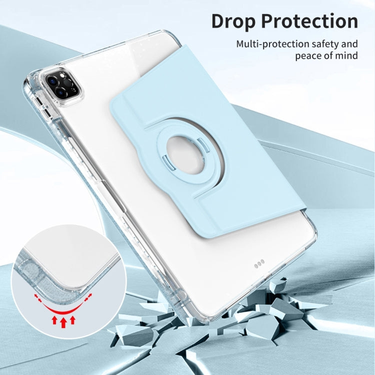 For iPad Pro 11 2024 360 Rotation Detachable Clear Acrylic Leather Tablet Case(Ice Blue)