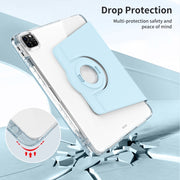 For iPad Pro 11 2024 360 Rotation Detachable Clear Acrylic Leather Tablet Case(Ice Blue)
