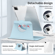 For iPad Pro 11 2024 360 Rotation Detachable Clear Acrylic Leather Tablet Case(Ice Blue)