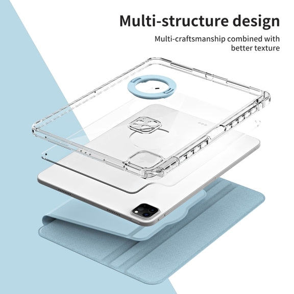 For iPad Pro 11 2024 360 Rotation Detachable Clear Acrylic Leather Tablet Case(Ice Blue)
