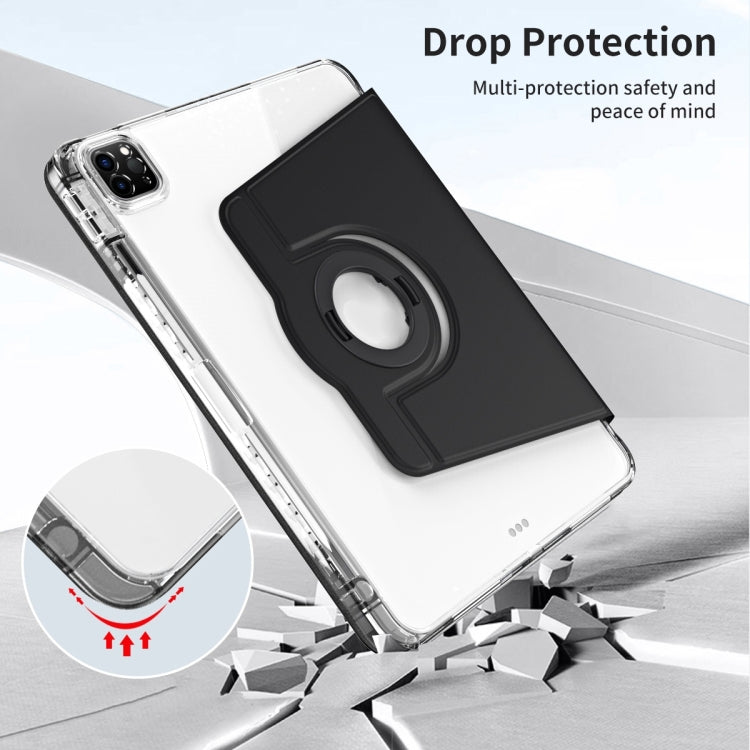 For iPad Pro 11 2024 360 Rotation Detachable Clear Acrylic Leather Tablet Case(Black)