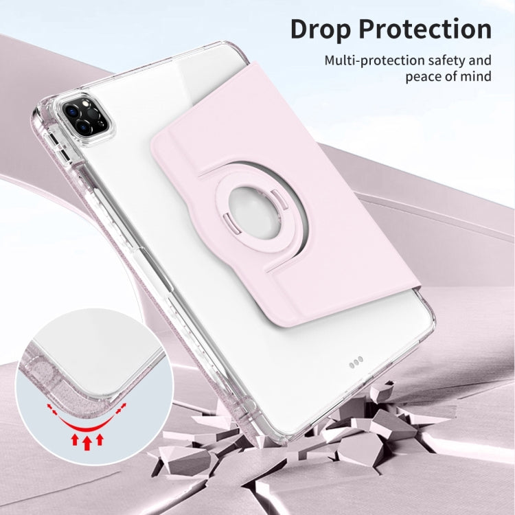 For iPad Pro 11 2024 360 Rotation Detachable Clear Acrylic Leather Tablet Case(Pink)