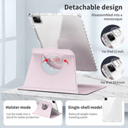 For iPad Pro 11 2024 360 Rotation Detachable Clear Acrylic Leather Tablet Case(Pink)