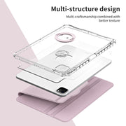 For iPad Pro 11 2024 360 Rotation Detachable Clear Acrylic Leather Tablet Case(Pink)