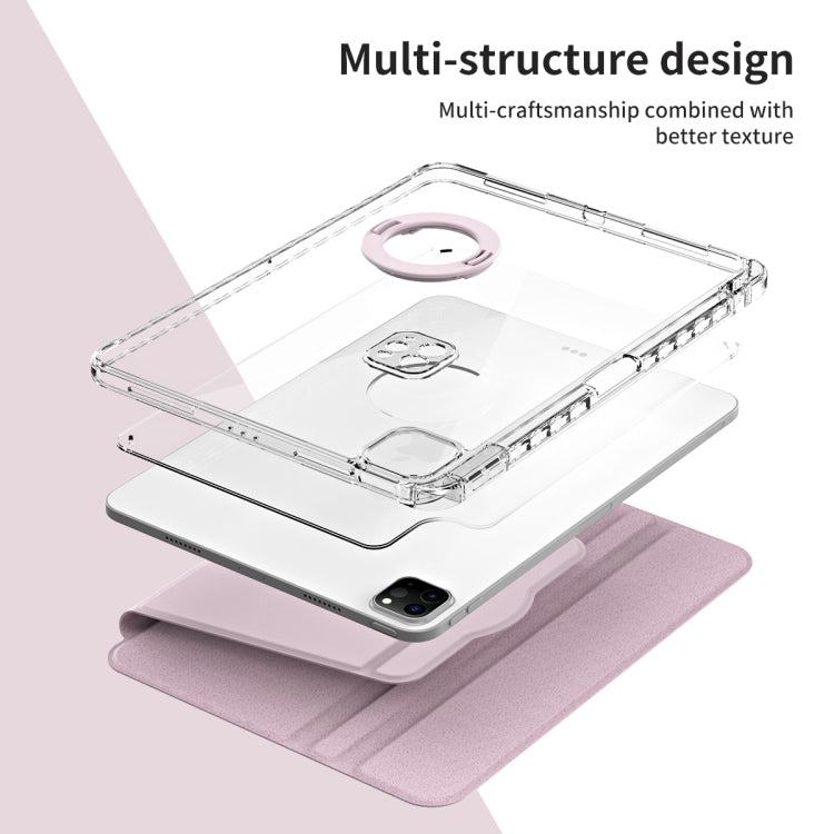 For iPad Pro 11 2024 360 Rotation Detachable Clear Acrylic Leather Tablet Case(Pink)