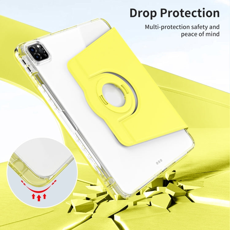 For iPad Pro 11 2024 360 Rotation Detachable Clear Acrylic Leather Tablet Case(Yellow)
