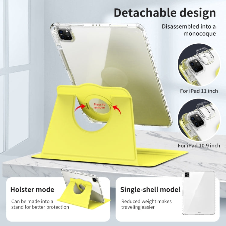 For iPad Pro 11 2024 360 Rotation Detachable Clear Acrylic Leather Tablet Case(Yellow)