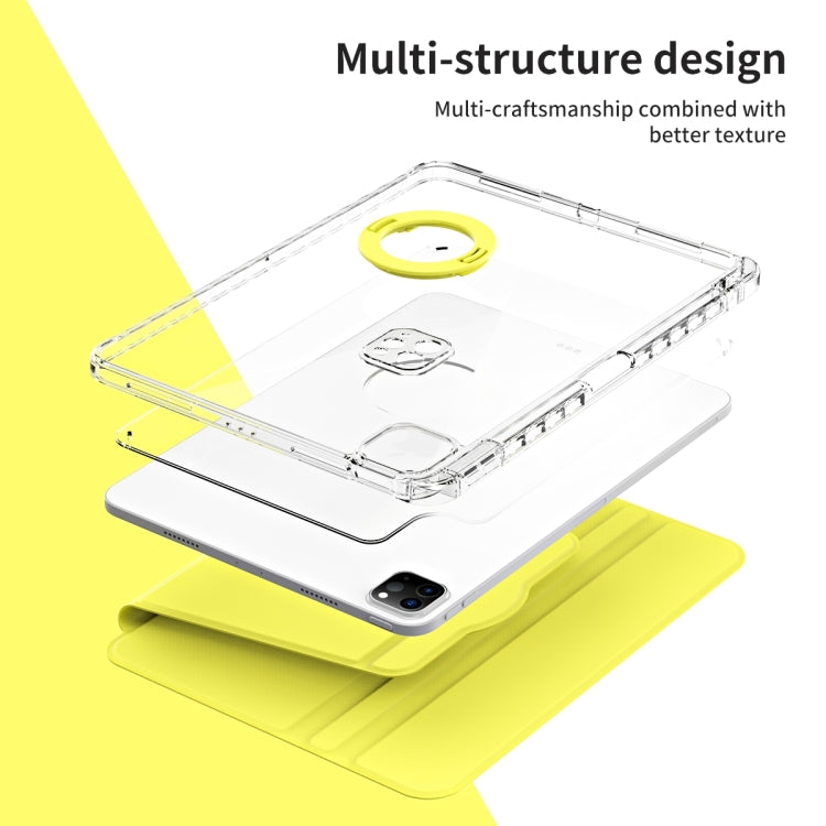For iPad Pro 11 2024 360 Rotation Detachable Clear Acrylic Leather Tablet Case(Yellow)