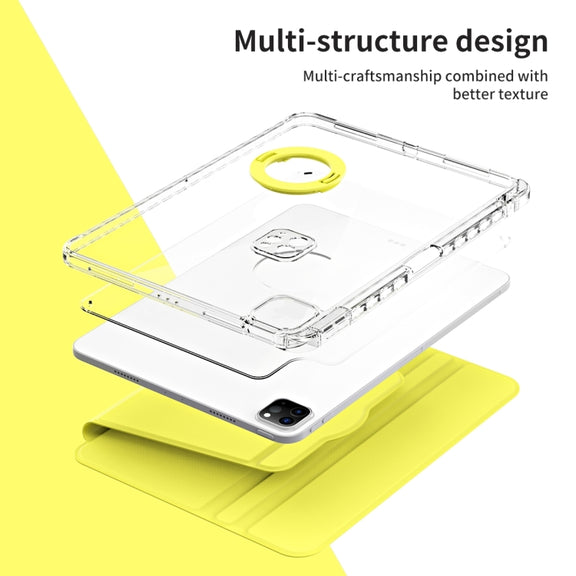 For iPad Pro 11 2024 360 Rotation Detachable Clear Acrylic Leather Tablet Case(Yellow)