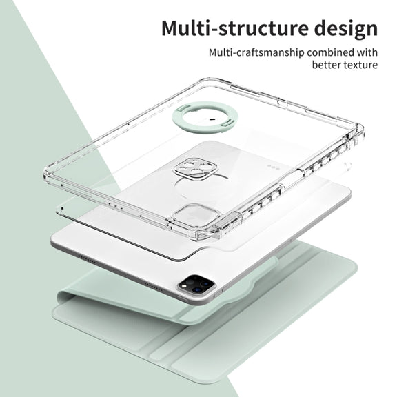 For iPad Pro 11 2024 360 Rotation Detachable Clear Acrylic Leather Tablet Case(Light Green)