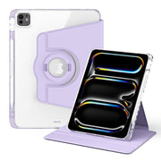 For iPad Pro 11 2024 360 Rotation Detachable Clear Acrylic Leather Tablet Case(Light Purple)
