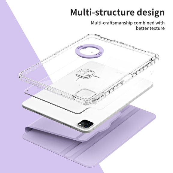 For iPad Pro 11 2024 360 Rotation Detachable Clear Acrylic Leather Tablet Case(Light Purple)