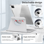 For iPad Pro 11 2024 360 Rotation Detachable Clear Acrylic Leather Tablet Case(Grey)
