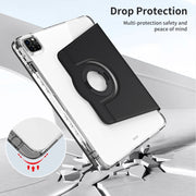 For iPad Pro 13 2024 360 Rotation Detachable Clear Acrylic Leather Tablet Case(Black)
