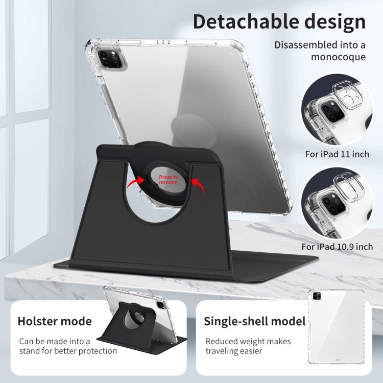 For iPad Pro 13 2024 360 Rotation Detachable Clear Acrylic Leather Tablet Case(Black)