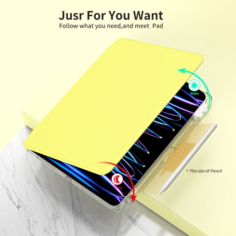 For iPad Pro 13 2024 360 Rotation Detachable Clear Acrylic Leather Tablet Case(Yellow)