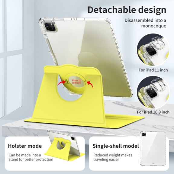 For iPad Pro 13 2024 360 Rotation Detachable Clear Acrylic Leather Tablet Case(Yellow)