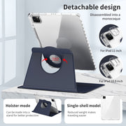 For iPad Pro 13 2024 360 Rotation Detachable Clear Acrylic Leather Tablet Case(Dark Blue)