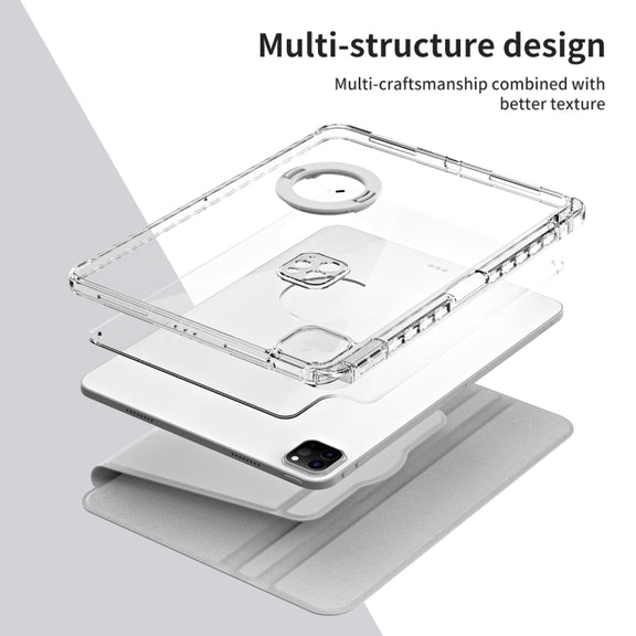 For iPad Pro 13 2024 360 Rotation Detachable Clear Acrylic Leather Tablet Case(Grey)