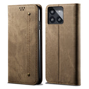 For Xiaomi Redmi K70/K70 Pro Denim Texture Casual Style Horizontal Flip Leather Case(Khaki)
