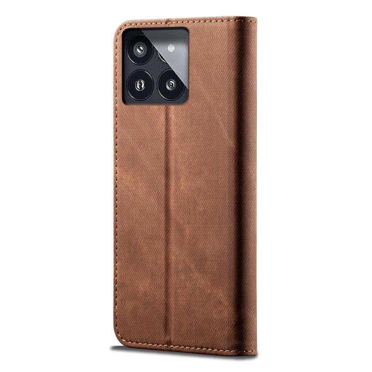 For Xiaomi Redmi K70/K70 Pro Denim Texture Casual Style Horizontal Flip Leather Case(Brown)