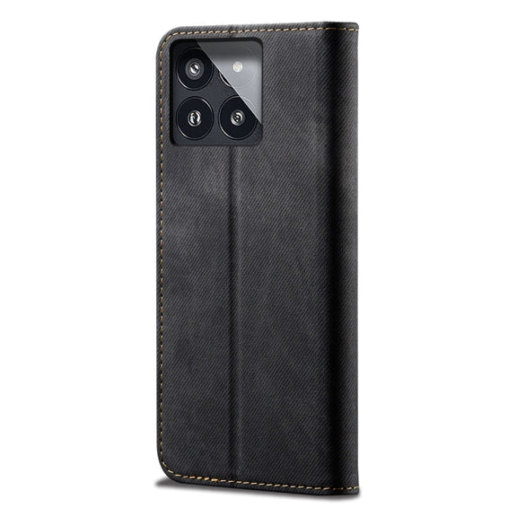 For Xiaomi Redmi K70/K70 Pro Denim Texture Casual Style Horizontal Flip Leather Case(Black)