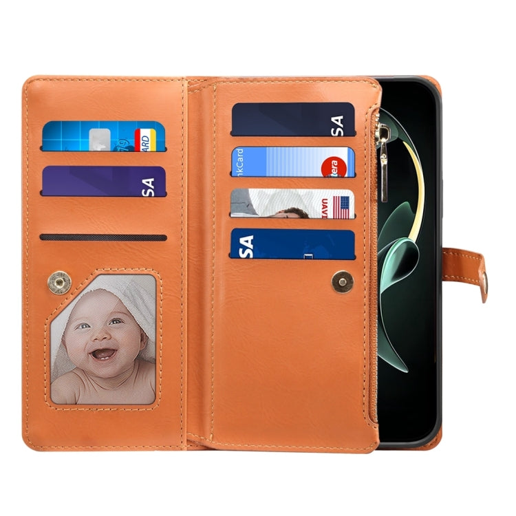 For Motorola Moto G04 / G24 ESEBLE Star Series Lanyard Zipper Wallet RFID Leather Case(Brown)