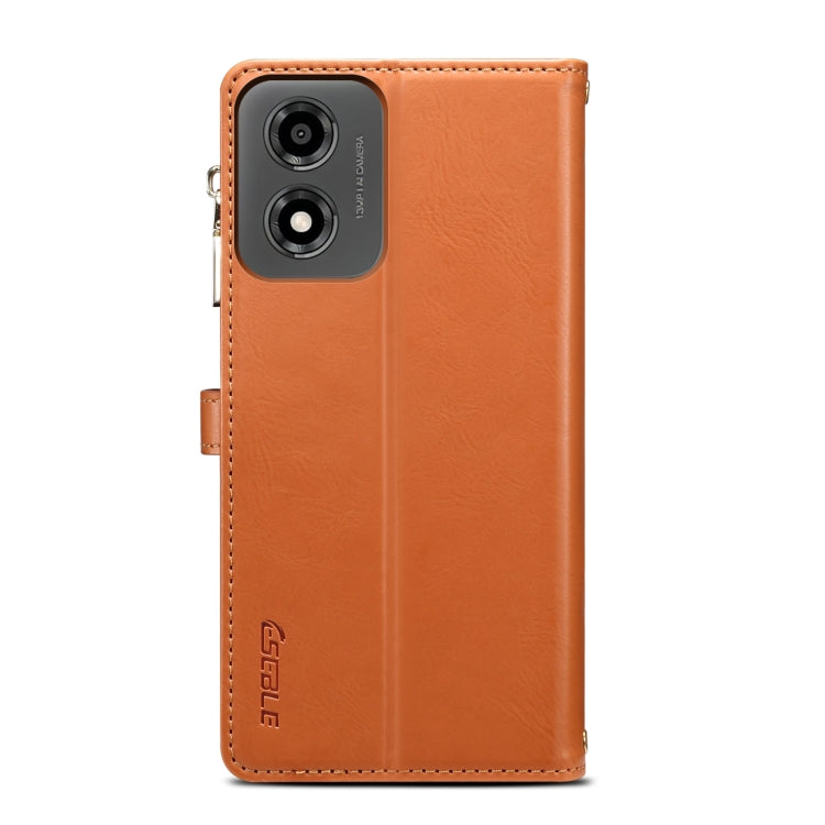 For Motorola Moto E14 ESEBLE Star Series Lanyard Zipper Wallet RFID Leather Case(Brown)