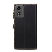 For Motorola Moto E14 ESEBLE Star Series Lanyard Zipper Wallet RFID Leather Case(Black)