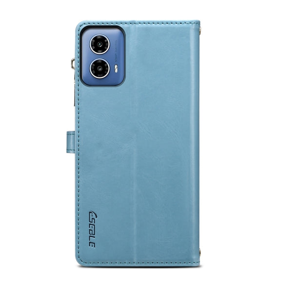 For Motorola Moto G85 ESEBLE Star Series Lanyard Zipper Wallet RFID Leather Case(Blue)