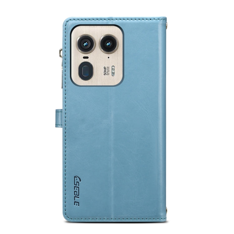 For Motorola Edge 50 Ultra ESEBLE Star Series Lanyard Zipper Wallet RFID Leather Case(Blue)