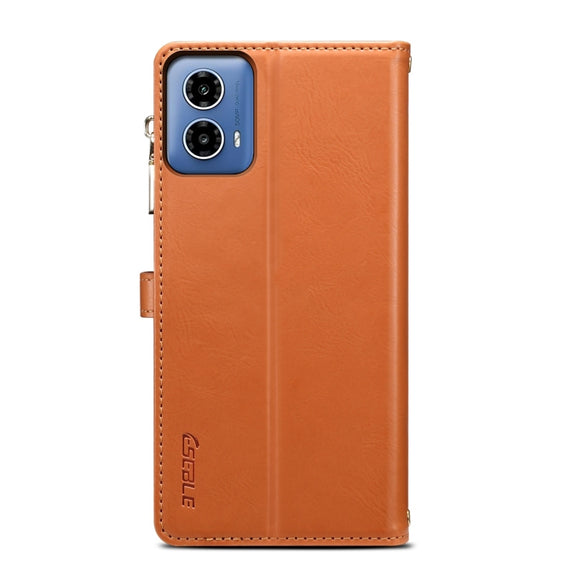 For Motorola Moto G35 ESEBLE Star Series Lanyard Zipper Wallet RFID Leather Case(Brown)