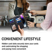 For Motorola Moto G15 ESEBLE Star Series Lanyard Zipper Wallet RFID Leather Case(Black)