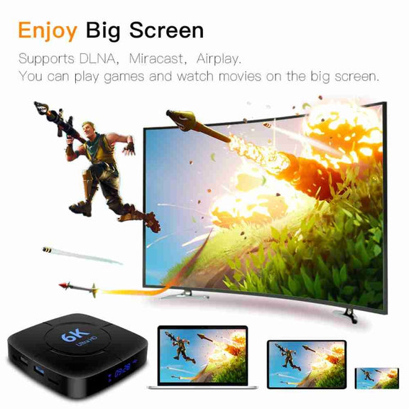6K Ultra HD Android 12.0 Smart TV Box with Remote Control, 4GB+32GB, Allwinner H616 1.5GHZ Quad-Core(US Plug)