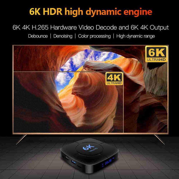 6K Ultra HD Android 12.0 Smart TV Box with Remote Control, 4GB+32GB, Allwinner H616 1.5GHZ Quad-Core(US Plug)