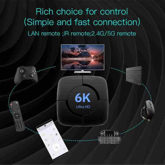 6K Ultra HD Android 12.0 Smart TV Box with Remote Control, 4GB+32GB, Allwinner H616 1.5GHZ Quad-Core(EU Plug)