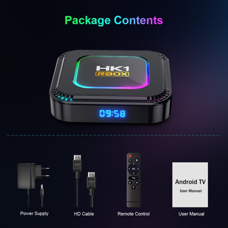 HK1 RBOX K8 8K Android 13.0 Smart TV Box with Remote Control, 4GB+128GB, RK3528 Quad-Core(EU Plug)