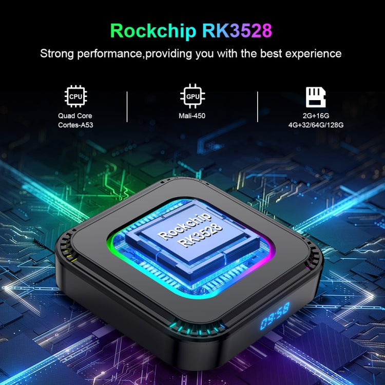 HK1 RBOX K8 8K Android 13.0 Smart TV Box with Remote Control, 4GB+128GB, RK3528 Quad-Core(EU Plug)