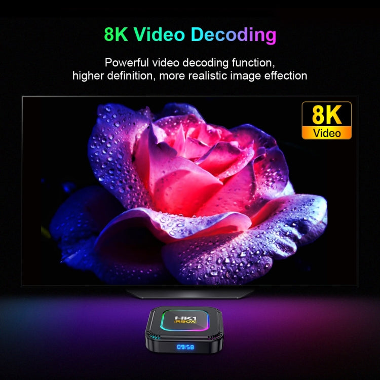 HK1 RBOX K8 8K Android 13.0 Smart TV Box with Remote Control, 2GB+16GB, RK3528 Quad-Core(EU Plug)