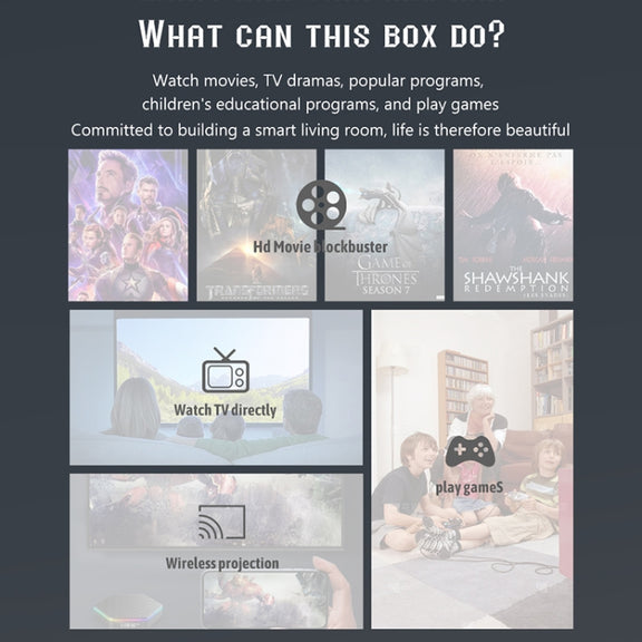 T95Z Plus 8K WiFi6 Android 12.0 Smart TV Box with Remote Control, 4GB+32GB, Allwinner H618 Quad-Core(US Plug)