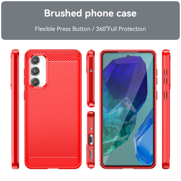 For Samsung Galaxy M55 Brushed Texture Carbon Fiber TPU Phone Case(Red)