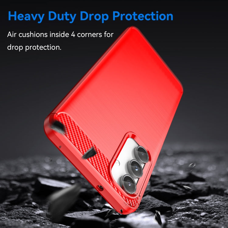 For Samsung Galaxy M55 Brushed Texture Carbon Fiber TPU Phone Case(Red)