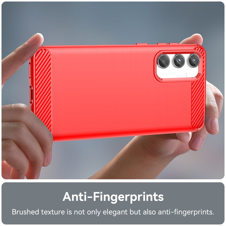 For Samsung Galaxy M55 Brushed Texture Carbon Fiber TPU Phone Case(Red)