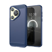 For Huawei Pura 70 Brushed Texture Carbon Fiber TPU Phone Case(Blue)