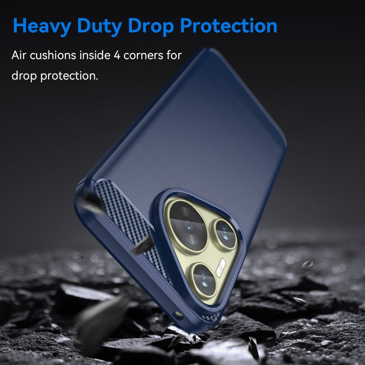 For Huawei Pura 70 Brushed Texture Carbon Fiber TPU Phone Case(Blue)