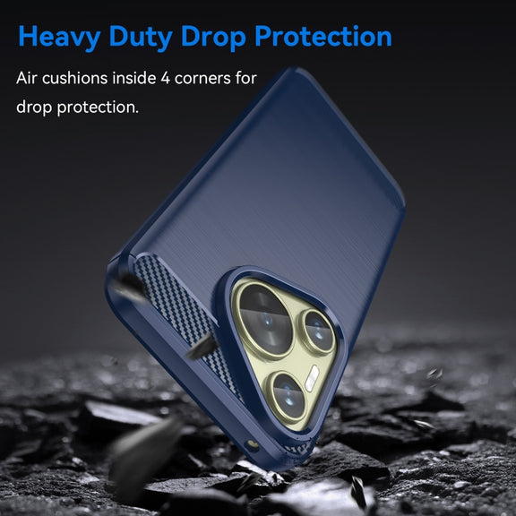 For Huawei Pura 70 Brushed Texture Carbon Fiber TPU Phone Case(Blue)