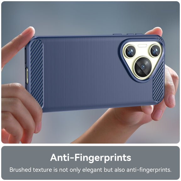 For Huawei Pura 70 Brushed Texture Carbon Fiber TPU Phone Case(Blue)