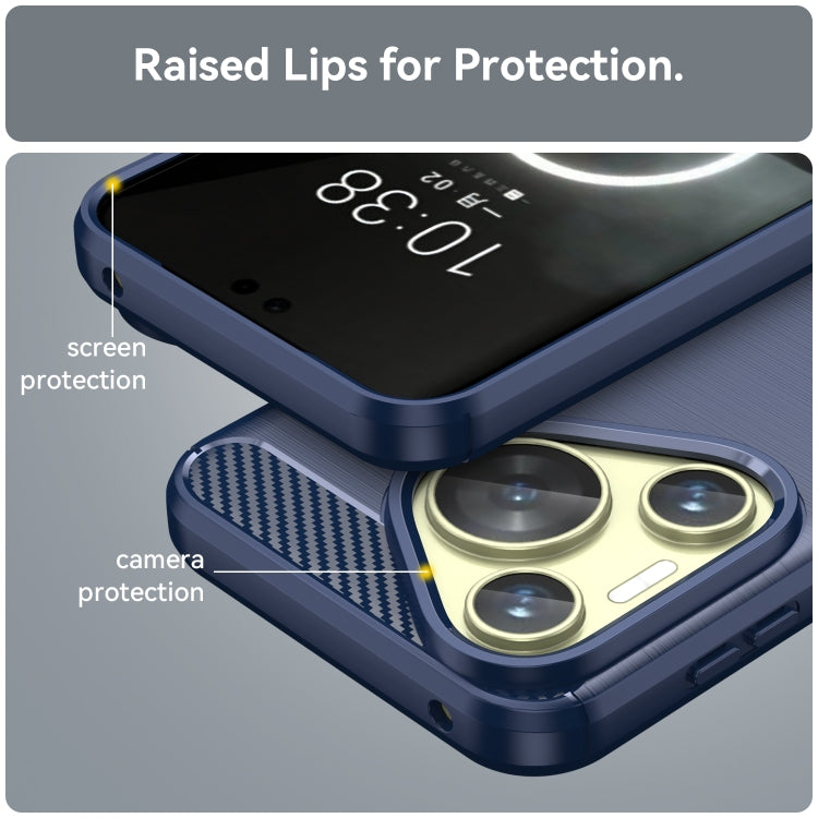 For Huawei Pura 70 Brushed Texture Carbon Fiber TPU Phone Case(Blue)